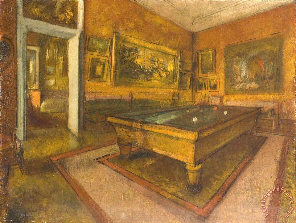 Billiard Room at Menil Hubert Painting by Edgar Degas; Billiard Room at Menil Hubert Art Print for sale